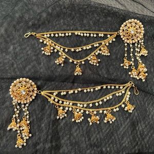 Indian Bollywood tie back in hair style jhumka earrings